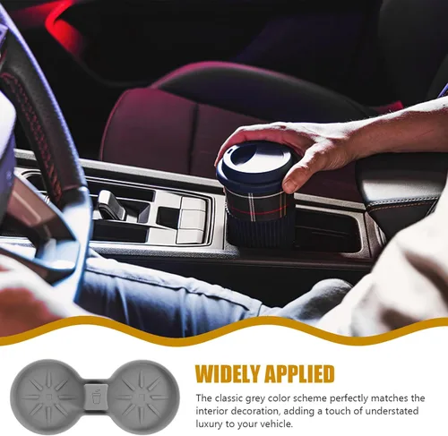Vista 9 de Cabilock Car Cup Holder Insert Mat Gray Silicone Anti-Slip Central Console Coaster Automotive Cup Holder Pad for Spill Prevention Easy Installation