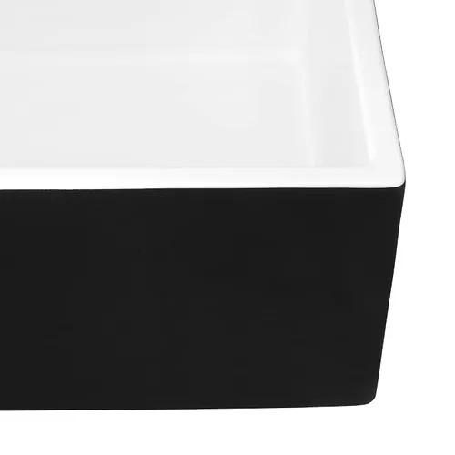 Vista 6 de Ruvati RVL4018RBW - Fregadero de cocina de drenaje compensado de arcilla refractaria de 30 pulgadas en blanco y negro