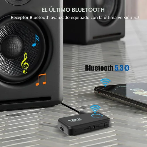 Vista 4 de 1Mii Receptor de música Bluetooth 5.3 para estéreo de coche/hogar, adaptador Bluetooth auxiliar para automóvil con control de volumen, soporta