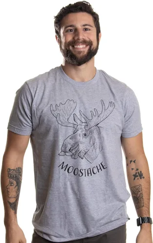 Vista 2 de Moostache Dad Joke Funny Stupid Animal Moose Humor Pun Bigote Camiseta para hombre