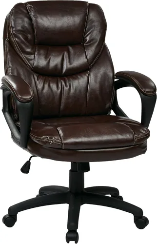 Vista 13 de Office Star Deluxe sobremedida silla de piel sintética con brazos acolchada, Cuero falso Nylon, Negro