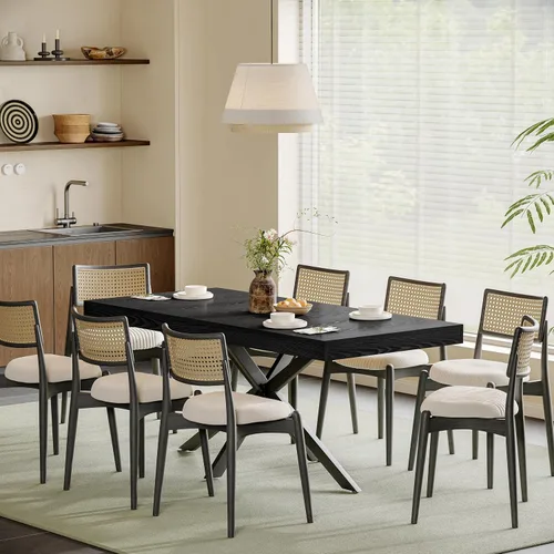 Vista 7 de Mesa de comedor extensible para mesa de cocina de 4, 6, 8,55 a 70 pulgadas, color negro