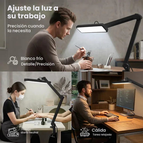 Vista 3 de Neatfi (Nuevo modelo) Lámpara de trabajo LED XL de 2,500 lúmenes con abrazadera, 5 modos de luz, temperatura de color correlacionada 3000-6000K