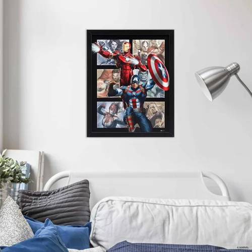 Vista 6 de Decoración de pared de madera enmarcada de Marvel Avengers