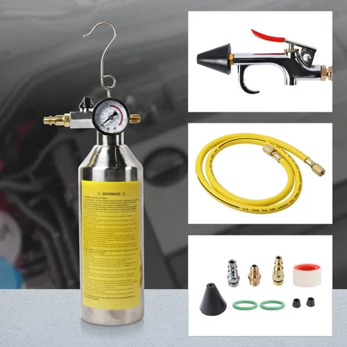 Vista 8 de Kit de Descarga de Aire Acondicionado CMTOOL, Herramienta de Descarga Automotriz y para el Hogar, Botella de Acero Inoxidable Espesado, Juego