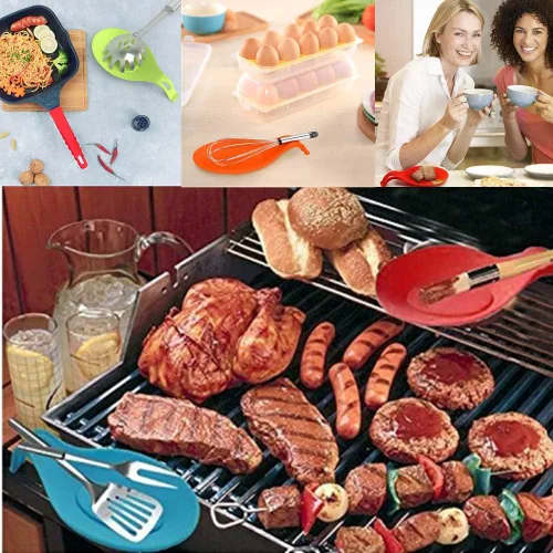 Vista 7 de iNeibo Apoyacucharas de silicona para la cocina, 4 unidades (colorido), Vajilla, Multicolor