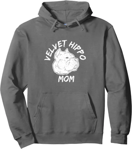 Vista 8 de American Bully Design para dueño de perro - Sudadera con capucha de terciopelo hipopótamo mamá, Negro