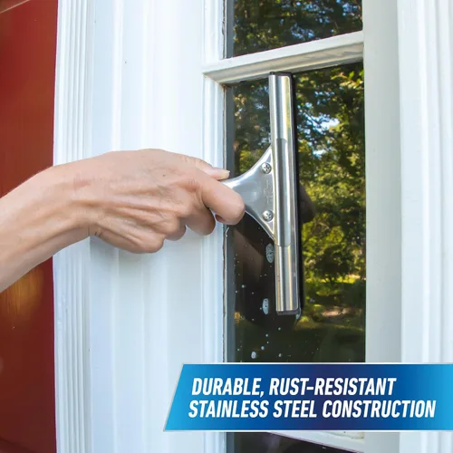 Vista 4 de Unger Escobilla profesional de limpieza de ventanas y vidrio de acero inoxidable de 8 pulgadas, suministros de limpieza, escobilla resistente