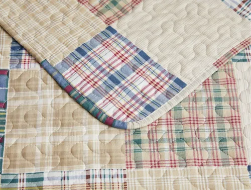 Vista 4 de Hailea Juego de edredón a cuadros beige tamaño matrimonial/queen, colcha ligera reversible rústica con funda suave para todas las estaciones, 1