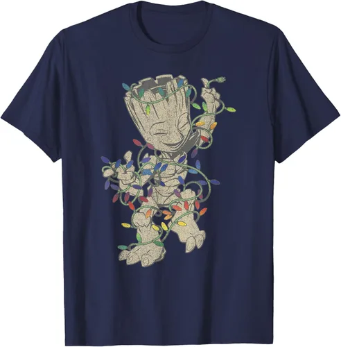Vista 21 de Marvel Camiseta de luces navideñas Guardians Of The Galaxy Groot, Negro, S