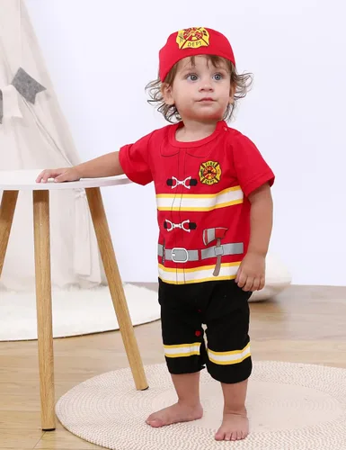 Vista 2 de COSLAND Disfraz de ninja para bebé, 2 piezas, algodón, conjunto de ropa estampada para bebés, 0-24 meses