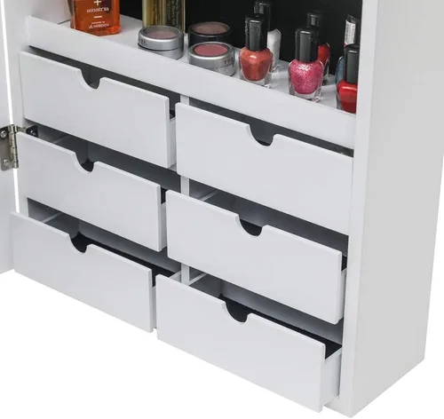 Vista 7 de Bonnlo Jewelry Armoire - Organizador de joyas con 8 LED, armario de almacenamiento grande con cerradura, joyero colgante que ahorra espacio