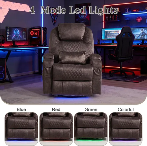 Vista 8 de AHMED Silla reclinable giratoria eléctrica con masaje y calor para adultos Terciopelo.