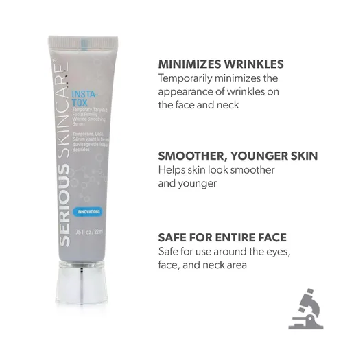 Vista 4 de Serious Skincare INSTA-TOX - Suero instantáneo para la piel, suavizante, aprieta temporalmente la cara, reduce instantáneamente la apariencia