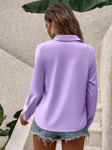 Vista 2 de SHENHE Camisa de manga larga con cuello para mujer, con estampado de figuras coloridas