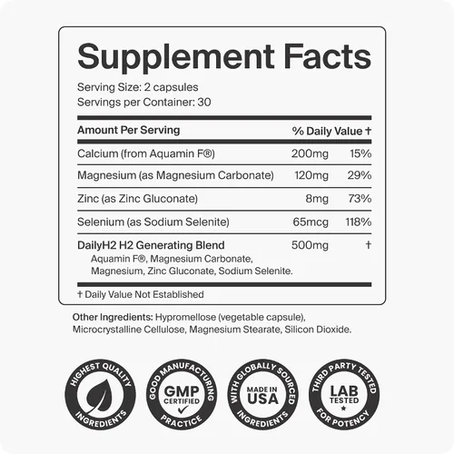 Vista 9 de Alternativa de tabletas de agua de hidrógeno Cápsulas de hidrógeno molecular DailyH2 3 mg H2 para energía celular, enfoque y recuperación
