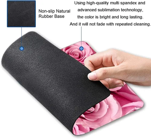 Vista 2 de IMAYONDIA Alfombrilla de mouse rosa rosa, base de goma antideslizante impermeable para computadora portátil