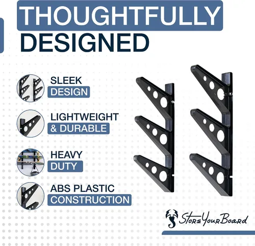 Vista 4 de StoreYourBoard Estante de pared Longboard, almacenamiento triple para Longboard