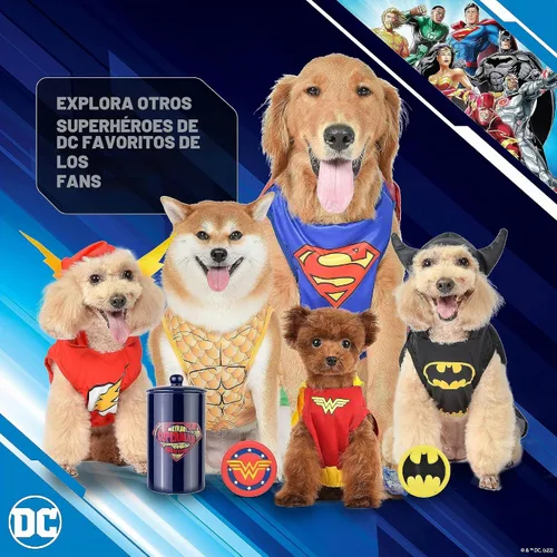 Vista 6 de DC Comics Disfraz de Batman para perro, talla XS El mejor disfraz de DC Comics de Batman para perros pequeños Disfraces divertidos para perros