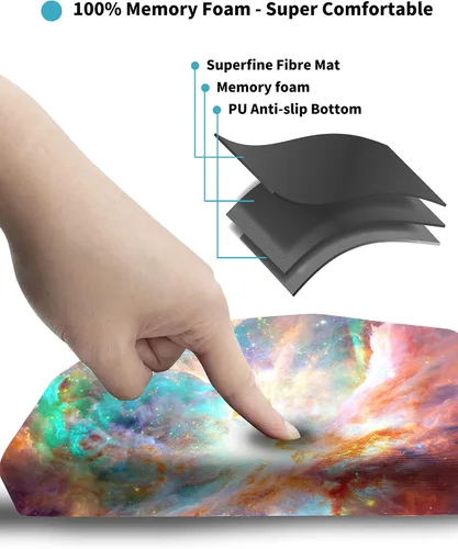 Vista 4 de SOUNDANCE Alfombrilla ergonómica para mouse con reposamuñecas de espuma viscoelástica, estrellas naranjas