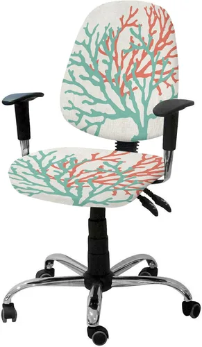 Vista 7 de LiDU Funda para silla de oficina costera, fundas elásticas para silla de computadora, diseño de estrella de mar náutica marina, fundas elásticas