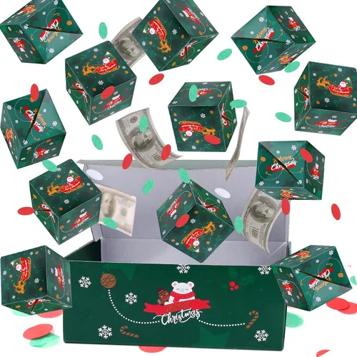 Vista 13 de BABORUI Caja de dinero de cumpleaños para efectivo, caja de explosión sorpresa de feliz cumpleaños con confeti, caja de regalo explosiva
