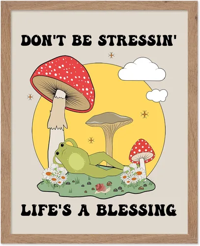 Vista 58 de Poster Master All That Is Meant To Be Poster - Retro Frog on Mushroom Print - Meditation Art - Motivational Design - Preppy Print - Trendy Decor