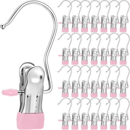 Vista 8 de Yinder Ganchos Colgadores para Botas Clips Ganchos de Lavandería Colgantes de Acero Inoxidable Pinzas para Ropa Colgadores Portátiles para Armario