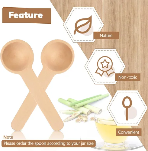 Vista 6 de 50 juegos de cucharas de madera mini de 3 pulgadas, cucharas de madera pequeñas, cucharas pequeñas desechables para frascos de especias, cucharas
