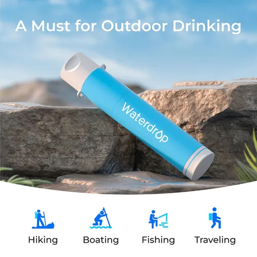 Vista 8 de Waterdrop Paja de filtro de agua por gravedad, sistema de filtración de agua de campamento, purificador de agua de supervivencia para viajes