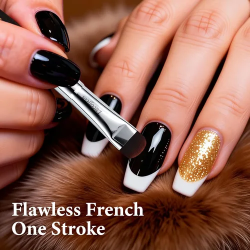 Vista 2 de French Tip Brush - Herramienta de arte de uñas para limpieza y poligel Cepillo de punta francesa F18