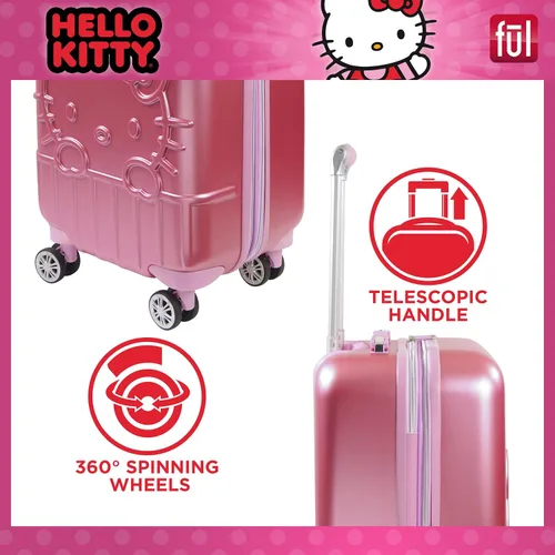 Vista 6 de FUL Hello Kitty - Maleta de mano con ruedas, Rosado, Hello Kitty - Maleta de mano rígida con ruedas