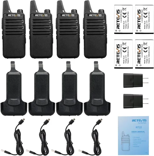 Vista 8 de Retevis Radio bidireccional RT22 recargable de largo alcance, radio portátil de 2 vías, carga USB-C, walkie talkies manos libres para adultos