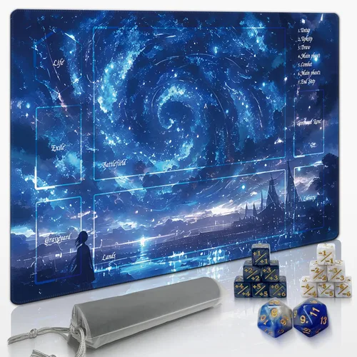 Vista 18 de Tapete MTG TCG -Incluye tubo de almacenamiento y 7 dados-¡Experimenta calidad de primer nivel y alfombrilla impermeable y antideslizante con bloqueo