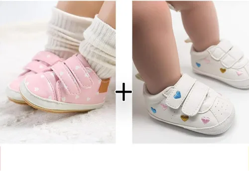 Vista 3 de eitwo 2 pares de zapatos de bebé, para niños y niñas, suela de goma antideslizante, unisex, suaves y ligeros, zapatos de cuna para primeros pasos