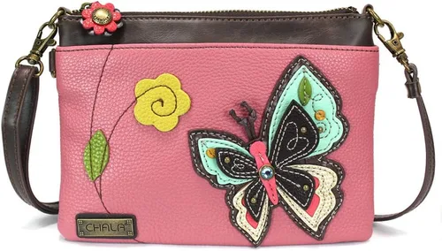 Vista 17 de CHALA Mini bandolera/bolso con correa convertible elegante, compacto, versátil Loro azul - Gris cálido