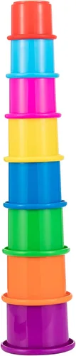 Vista 7 de Driddle Coloridas tazas apilables y anidadas, 8 tazas, divertido juguete de aprendizaje de color, gran juguete de baño y playa para bebés y niños