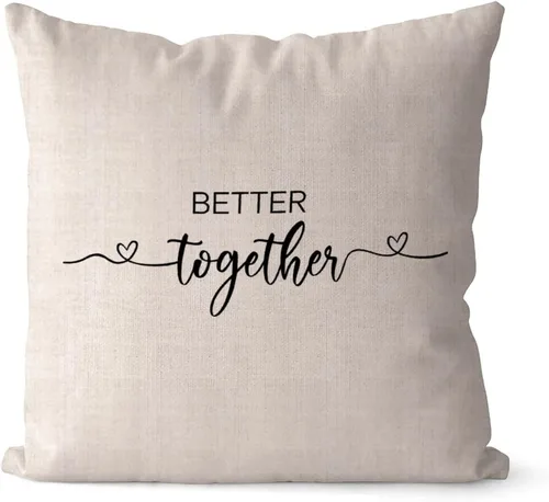 Vista 6 de Better Together - Fundas de almohada de 16 x 16 pulgadas, de lino y algodón, con citas románticas, funda de almohada, regalo del día de San Valentín