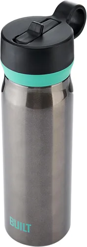 Vista 6 de BUILT Botella en cascada de acero inoxidable de doble pared de 20 onzas líquidas de boca ancha, tapa con popote, vaso de viaje resistente a derrames