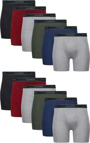 Vista 8 de Hanes Men's Underwear Boxer Briefs Pack, Cool & Breathable Cotton Moisture-wicking Underwear for Men, No Ride Up Rayas Azules - Paquete de 6