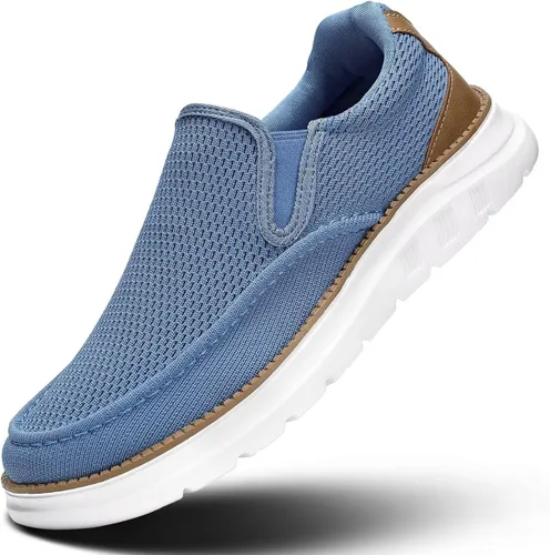 Vista 8 de Zapatos náuticos para hombre, mocasines casuales sin cordones para caminar, zapatillas de vestir de malla, Oxford de negocios para trabajo, suela