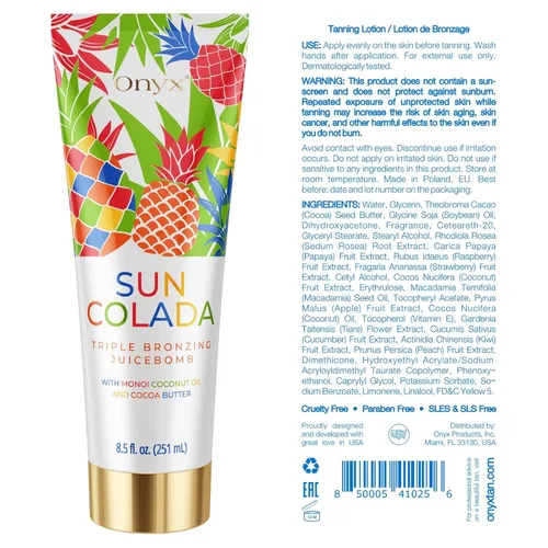 Vista 2 de Onyx Suncolada Loción bronceadora triple para cama de bronceado - Acelerador de bronceado oscuro interior con bronceador Fórmula