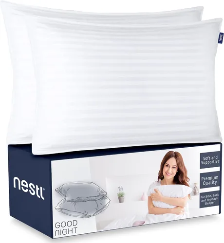 Vista 8 de Nestl Almohada corporal para adultos – Almohada larga para cama – Almohada de embarazo alternativa de plumón – Almohada 100% algodón con relleno