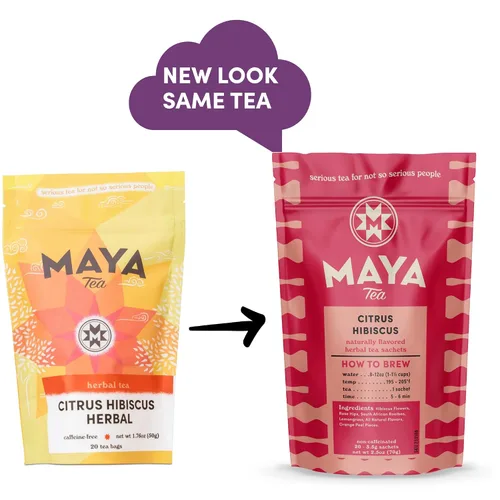 Vista 2 de Maya Tea Bolsas de té de hierbas Citrus Hibiscus, todo natural, sin cafeína, paquete de 20
