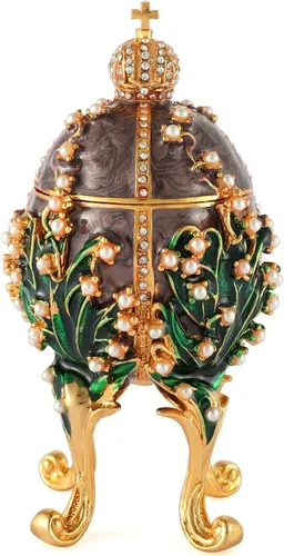 Vista 11 de Faberge - Cajas de joyería para baratijas, adornos con bisagras, colección de artesanía antigua, regalo de lujo para decoración del hogar