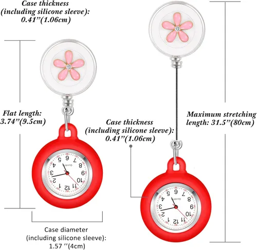 Vista 7 de Outus Reloj de enfermera de 4 piezas para enfermeras médicos, reloj de enfermera, broche de bolsillo, reloj digital
