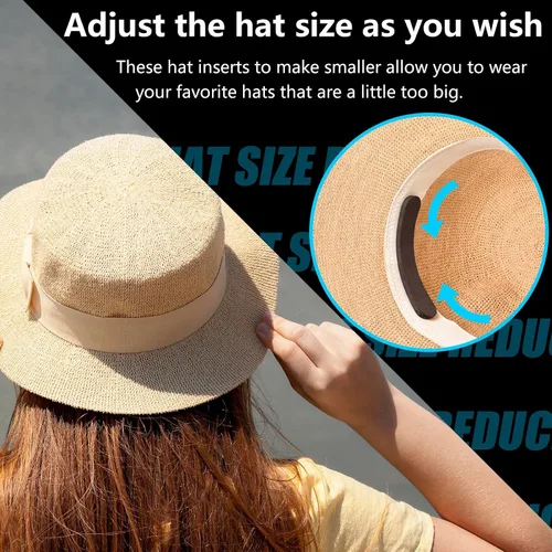 Vista 6 de Inserto reductor de tamaño de sombrero, espuma autoadhesiva ajustada para sombrero, reductor de tamaño de gorro, cinta ajustadora de ajuste de Negro