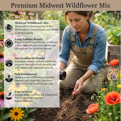 Vista 4 de Mezcla regional de semillas de flores silvestres de GevaGrow (Midwest Wildflowers Mini Shaker)