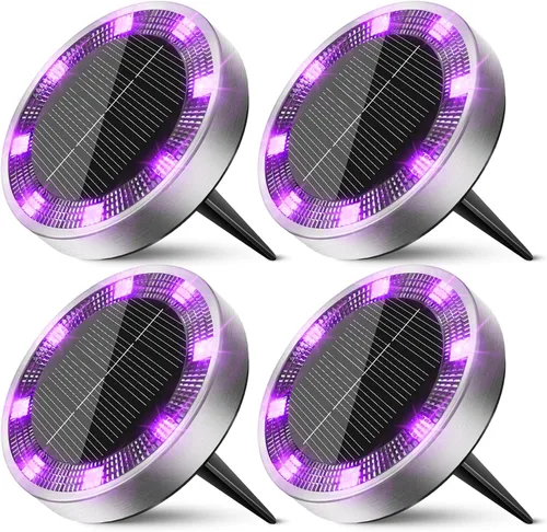 Vista 22 de Peasur Luces solares de suelo para exteriores, paquete de 24 luces planas de disco con energía solar, IP68 impermeable, antioxidante, iluminación