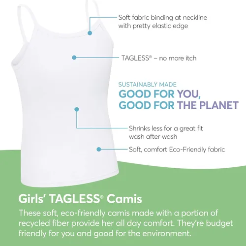 Vista 2 de Hanes Camisetas para niñas, camisetas Ultimate EcoSmart para niñas, color blanco, paquete de 4